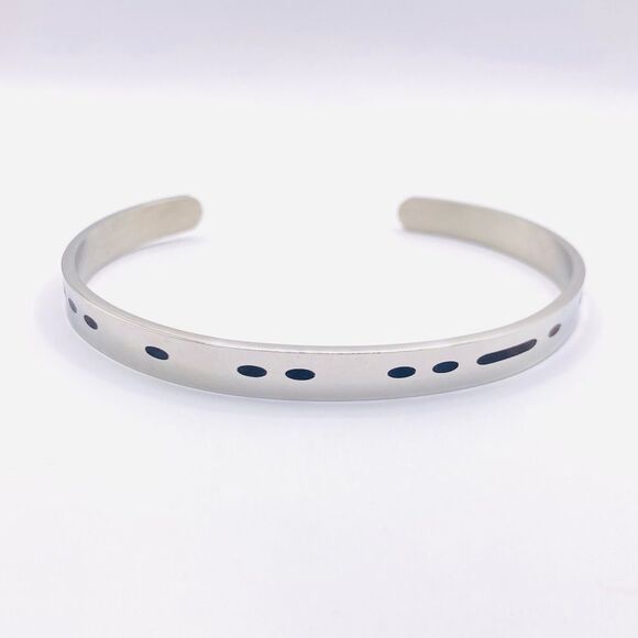 Minimalist Morse code believe message cuff bracelet - Picture 1 of 4